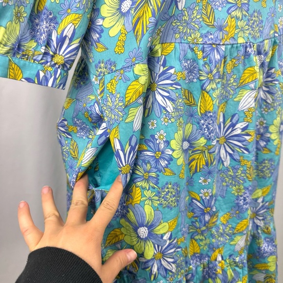 Modcloth Sz S High Tea High Time Midi Dress Cottagecore Boho Sea Blue Floral NEW - Picture 7 of 13